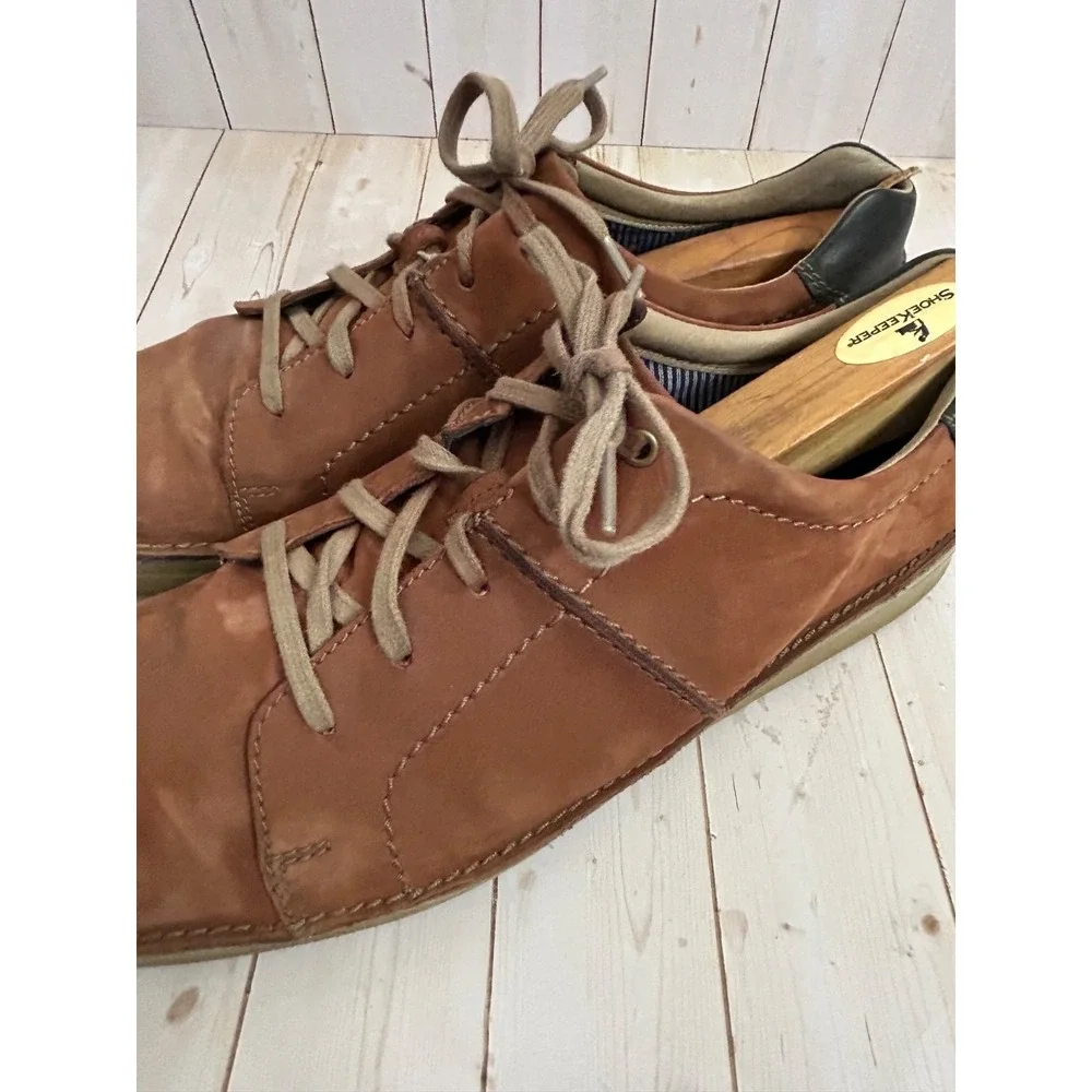 Collection by Clarks Mens Size 12 Brown Leather Soft Cushion‎ Oxford Casual Shoe
